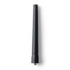 Black cylindrical antenna with a small threaded connector at the base, oriented upright as a radio/Wi‑Fi antenna